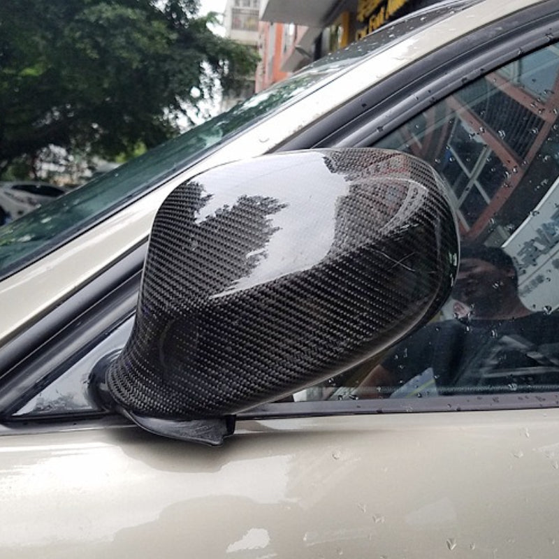 BimmerCo Dry Carbon Fiber Side Mirror Covers for BMW 3 Series E90 320i 325i 330i – Overlay Rearview Mirror Caps