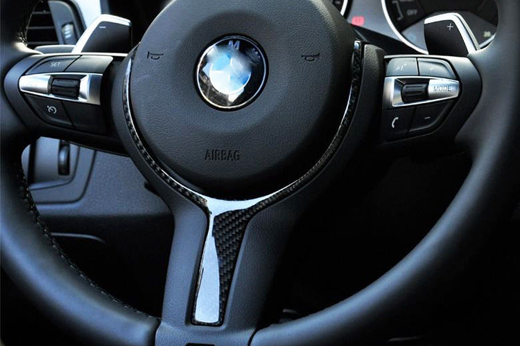BimmerCo Carbon Fiber Steering Wheel Trim Cover for BMW M Sport – T-Style Steering Wheel Decorative Accent