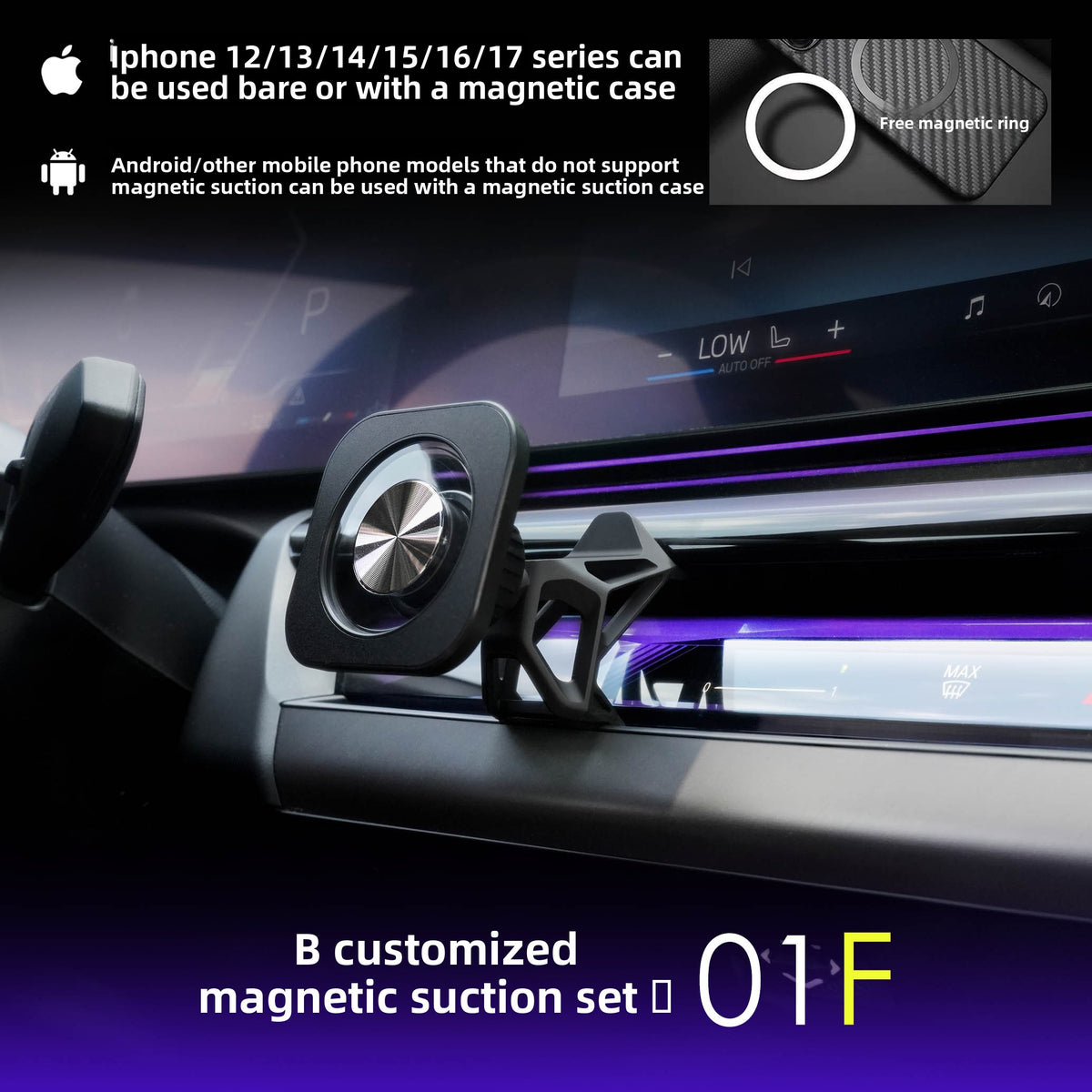 BimmerCo Clip-On Phone Holder for BMW 5 Series i5 G60 G68 2024-2026 – Custom Fit No-Adhesive Car Mount