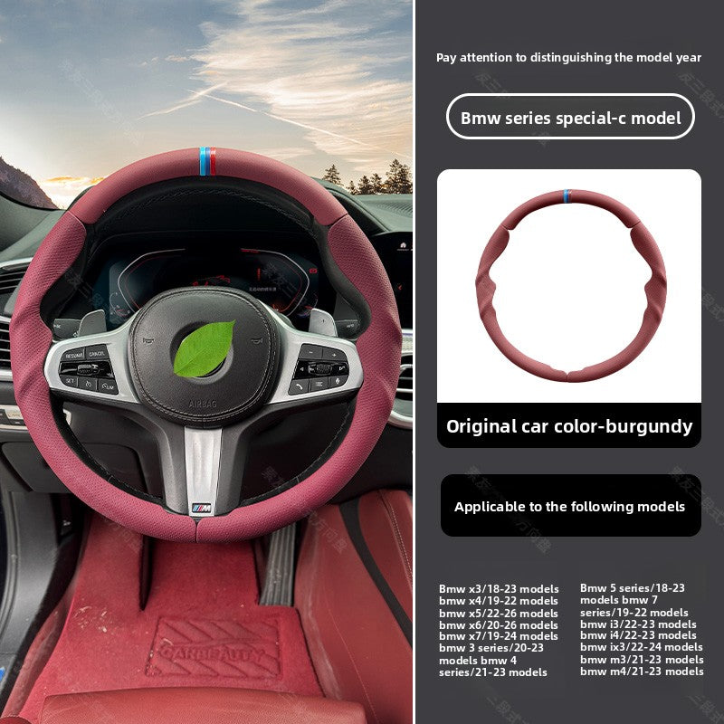 BimmerCo 3-Piece Ultra-Thin Steering Wheel Cover for BMW 3 4 5 7 Series X1 X2 X3 X4 X5 X6 – Sport Anti-Slip Grip