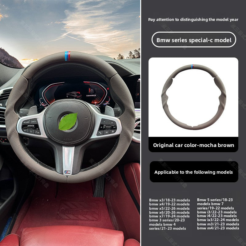 BimmerCo 3-Piece Ultra-Thin Steering Wheel Cover for BMW 3 4 5 7 Series X1 X2 X3 X4 X5 X6 – Sport Anti-Slip Grip