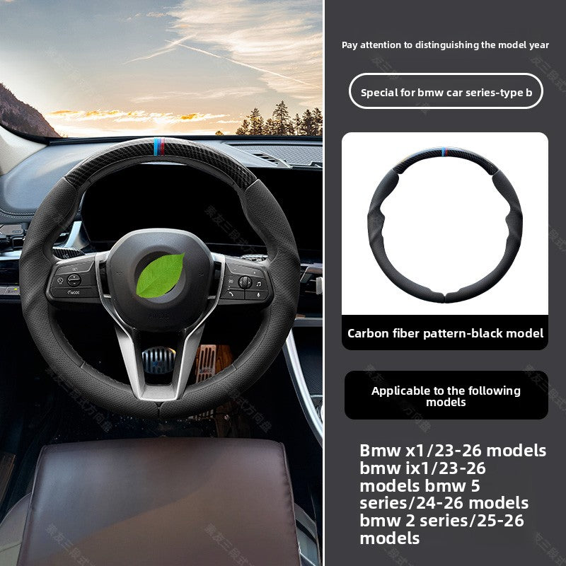 BimmerCo 3-Piece Ultra-Thin Steering Wheel Cover for BMW 3 4 5 7 Series X1 X2 X3 X4 X5 X6 – Sport Anti-Slip Grip