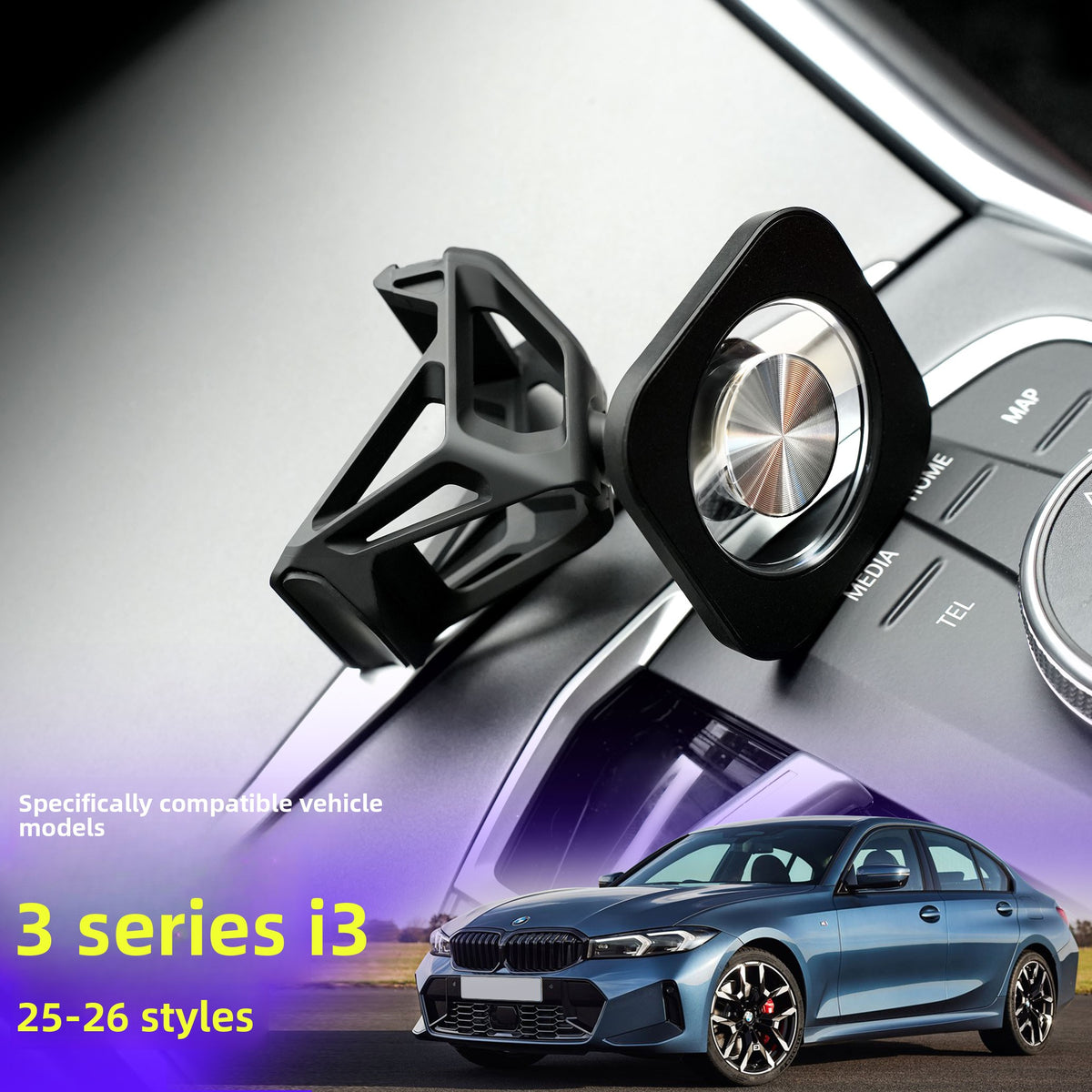 BimmerCo Clip-On Phone Holder for BMW 3 Series i3 4 Series i4 M2 M3 M4 2025-2026 – Custom Fit No-Adhesive Car Mount