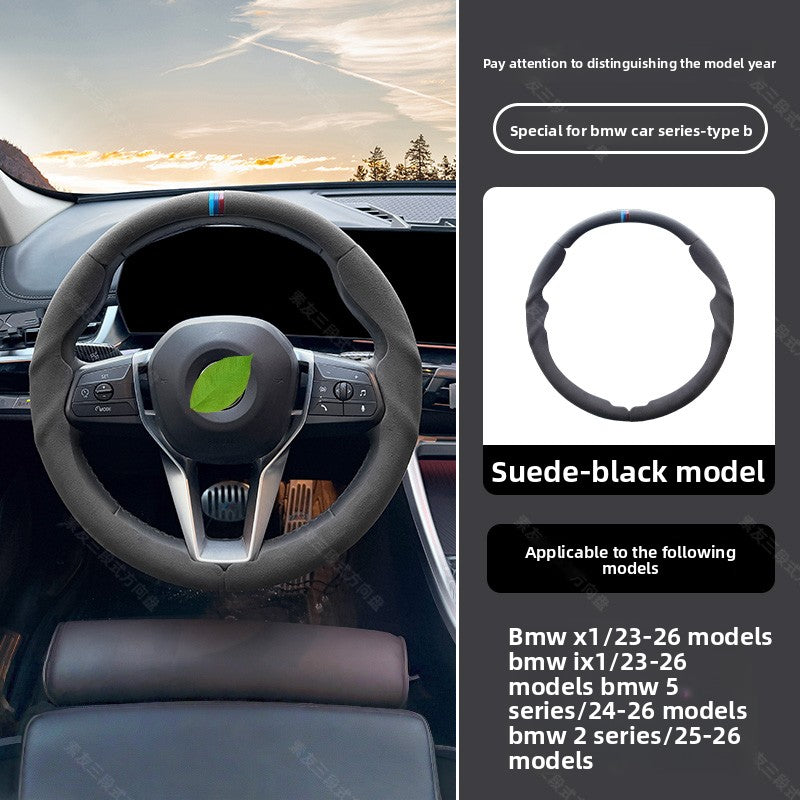 BimmerCo 3-Piece Ultra-Thin Steering Wheel Cover for BMW 3 4 5 7 Series X1 X2 X3 X4 X5 X6 – Sport Anti-Slip Grip