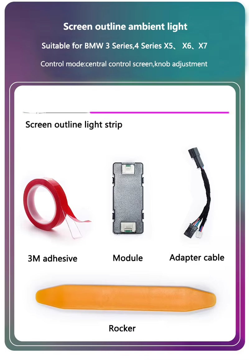 BimmerCo LED Ambient Light Strip for BMW 2 3 4 5 7 Series M2 M3 M4 X5 X6 X7 – Curved Display Dashboard Lighting