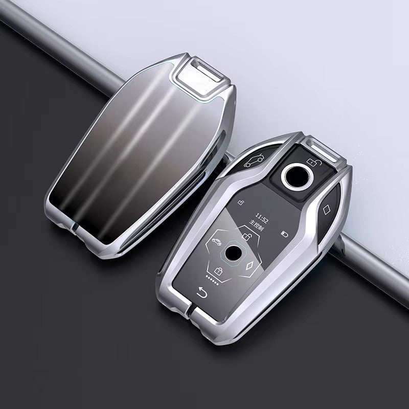 BimmerCo Zinc Alloy & Glass Key Fob Case for BMW 5 7 Series X3 X4 X5 X7 i8 G30 G11 G12 – Protective Key Cover