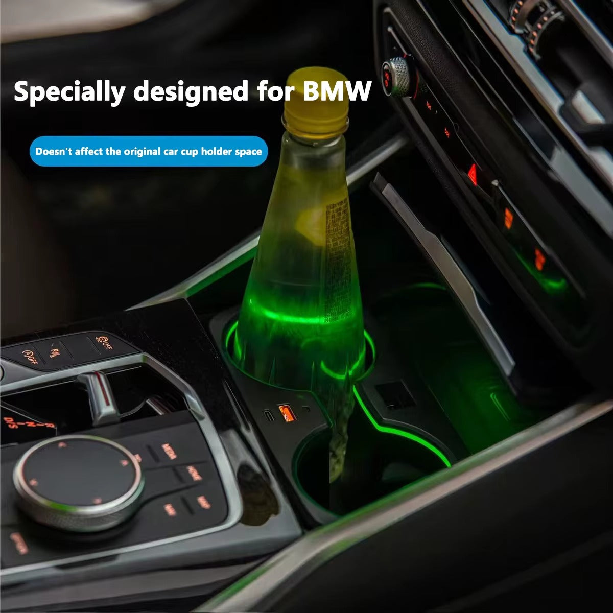 BimmerCo LED Cup Holder Ambient Lights for BMW 3 5 Series 6GT X3 X4 X5 G05 G20 G28 G30 G38 G32 G01 G02 – Center Console Light Trim