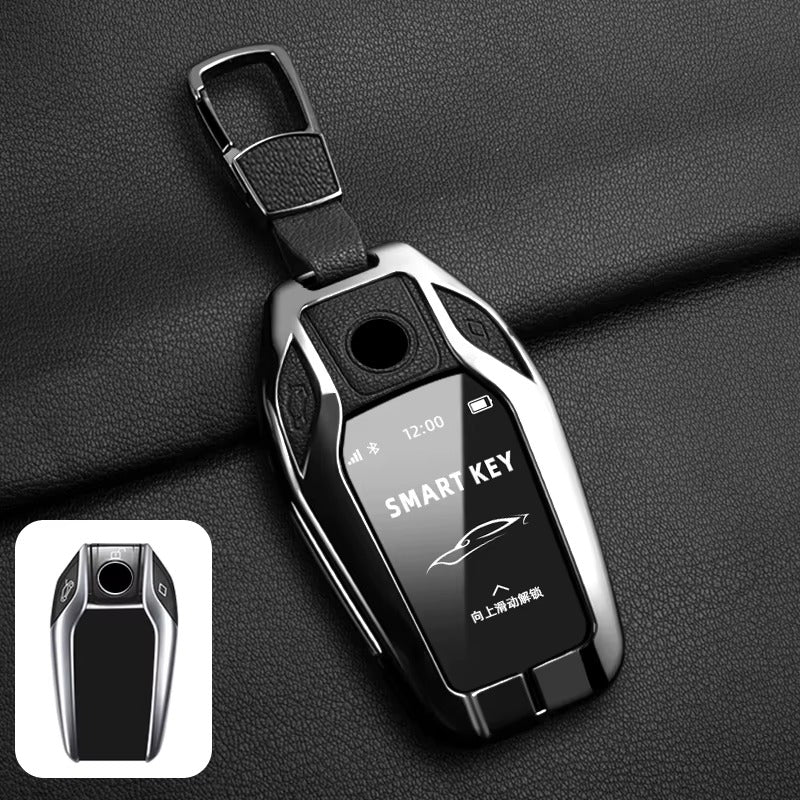 BimmerCo Metal Key Fob Case for BMW 5 7 Series X3 X4 X5 X7 i8 G11 G12 G30 G31 G32 – LED Display Key Cover