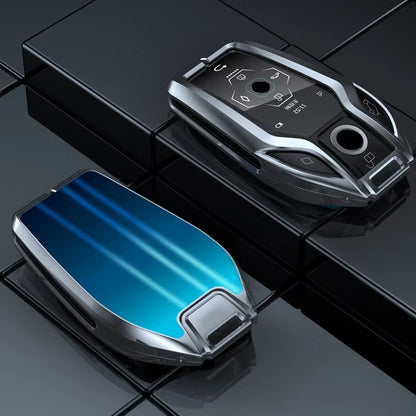 BimmerCo Zinc Alloy & Glass Key Fob Case for BMW 5 7 Series X3 X4 X5 X7 i8 G30 G11 G12 – Protective Key Cover