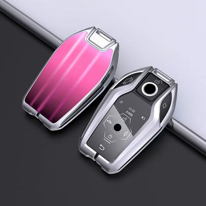 BimmerCo Zinc Alloy & Glass Key Fob Case for BMW 5 7 Series X3 X4 X5 X7 i8 G30 G11 G12 – Protective Key Cover