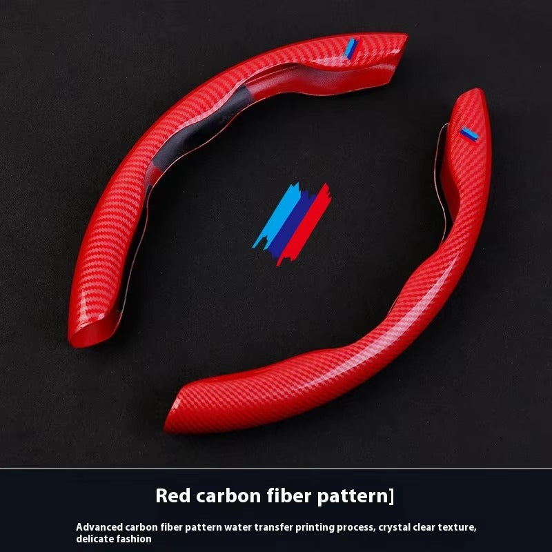 BimmerCo Carbon Fiber Texture Steering Wheel Cover for BMW E46 E90 E92 E60 E70 X1 X2 X3 X4 X5 X6 X7 M3 M4 M5  – Sport Anti-Slip Grip