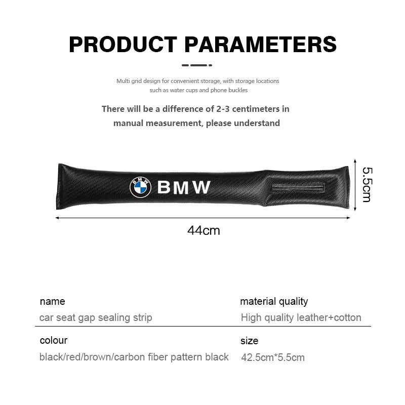 BimmerCo For BMW E46 E90 E60 F30 F10 E39 E36 F20 G30 G20 X3 Keychain 2Pcs Car Seat Gap Filler Strip Soft Pads Leather Auto Accessories
